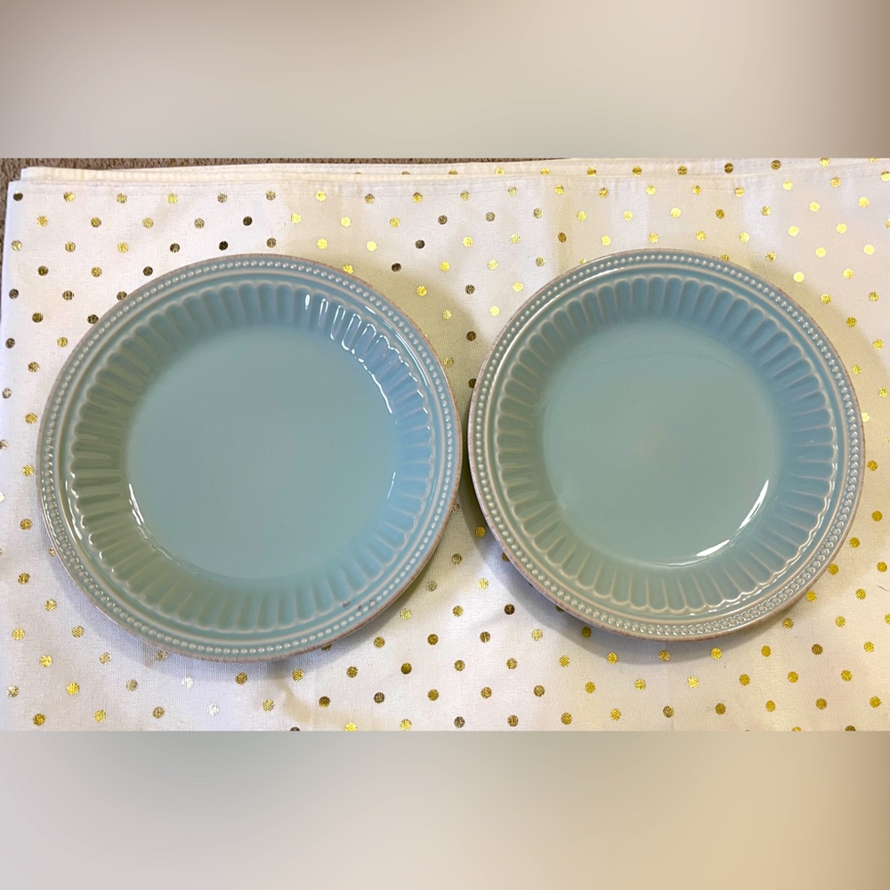 NEW LENOX Set Of 2 Ice Blue Accent Plates